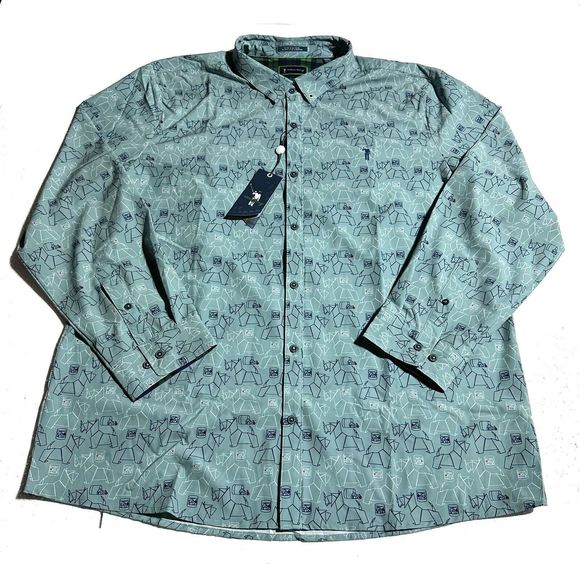 William Murray Scotch Blend Button Down Shirt Carolina Blue Scottie Size XXL NWT - Picture 1 of 14